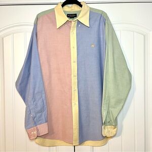 Brooks Brothers Multicolor Colorblock Shirt Mens XL Supima Cotton Button Down